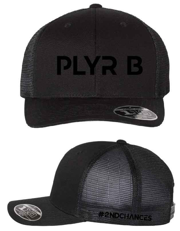 PLYR B FLEXFIT 110M Mesh Cap - Black on Black